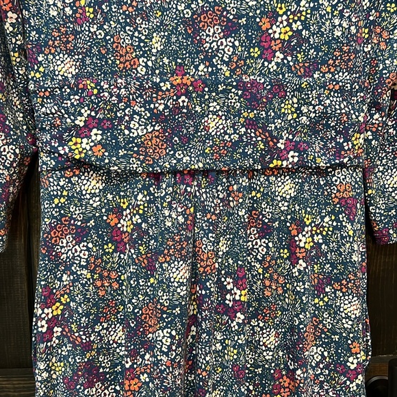 Lands End Floral Midi Dress M Tall Sheath Knot Front Sleeves Cottagecore Boho - Picture 9 of 13